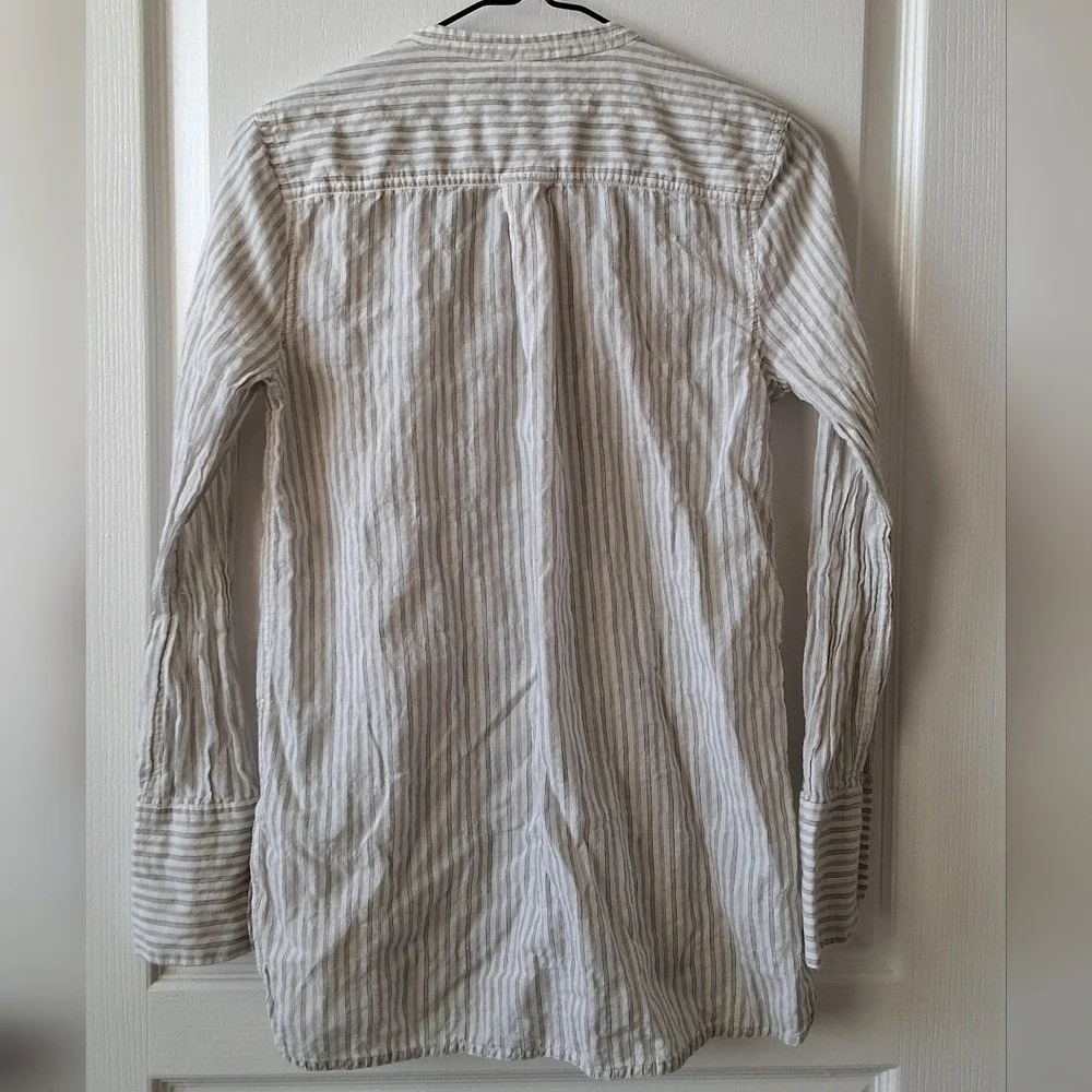 J. CREW Women 2 Long Sleeves Striped Pintuck‎ Cotton Tunic Blouse Casual Coastal
